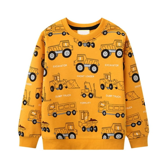 Ketyyh-chn99 Toddler Baby Boy Girl Fleece Pullover Sweatshirt Unisex Baby and Toddler Boys Girls'Cotton Long Sleeve Basic Round Neck Sweatshirt Tee Shirts Size for 5-6 Years,Yellow