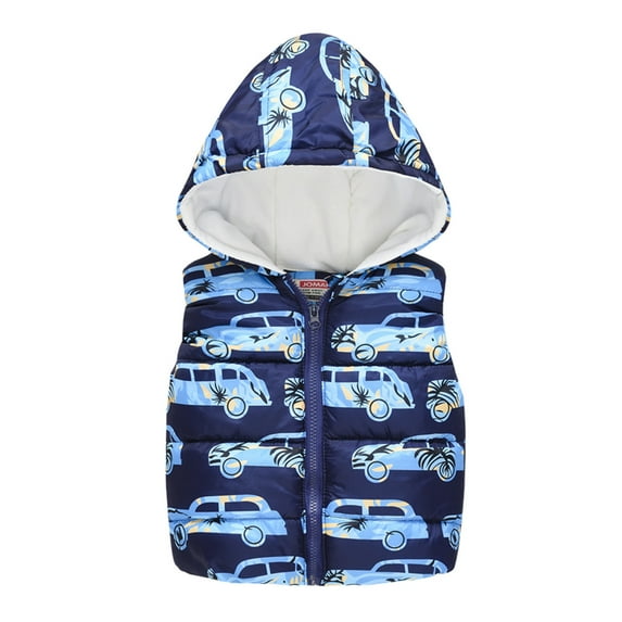 Ketyyh-chn99 Toddler Baby Boy Girl Hooded Jacket Winter Lightweight Sleeveless Warm Coat Kids Zipper Padded Outerwear with Pockets,Size 3-4 Years,Blue