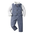 thumbnail image 1 of Ketyyh-chn99 Baby Boy Formal Clothes Outfit Suspender Pants Bowtie Cotton Fabric 4pcs Set Size for 2-3 Years,Blue, 1 of 4