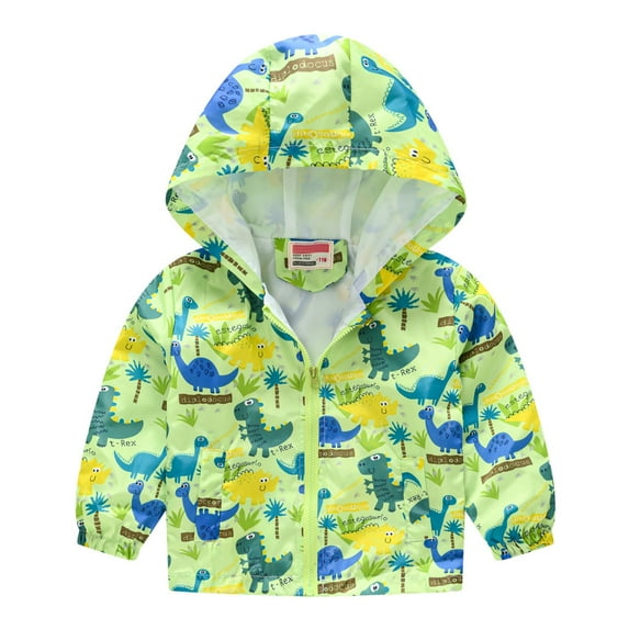 Ketyyh-chn99 Toddler Baby Boys Cartoon Pattern Cute Zipper Windproof Jacket Coat Green I,110