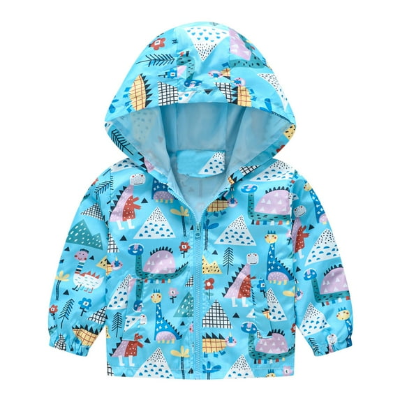 Ketyyh-chn99 Toddler Baby Boys Cartoon Pattern Cute Zipper Windproof Jacket Coat Light Blue B,90