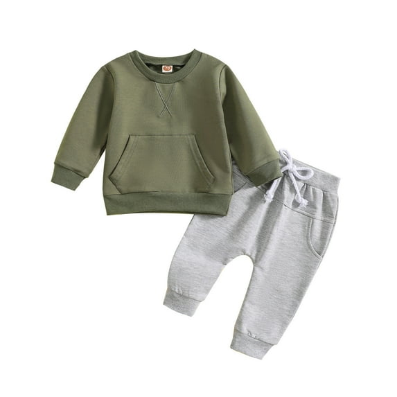 Ketyyh-chn99 Toddler Baby Boys Fall Winter Clothes Pullover Sweatshirt Top Shirt and Sweatpants Pants Christmas Outfits Clothing Pajamas Set GN1,6-12 Months