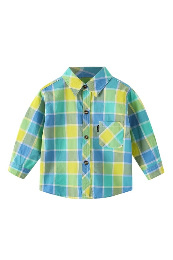 Toddler Baby Boys Girls Flannel Plaid Jacket Toddle Baby Boy Fall Shirts Solid Color Half Button-up Round Neck Long Sleeve Waffle Tops Casual Clothes Size for 2-3 Years,Green