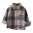 thumbnail image 1 of Ketyyh-chn99 Toddler Baby Boys and Girls Plaid Shirts Jacket Boys' Long Sleeve Dress Shirts Classic Collared Button-Down Tshirt Solid Cotton Top Size for 8-9 Years,Blue, 1 of 6