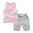 thumbnail image 1 of Ketyyh-chn99 Toddler Baby Boys Shorts Set Toddler Baby Boy Clothes Cotton 18M 24M 1T 2T 3T 4T 5T 6T 7T 8T Summer Outfits Tank Tops Short Sets Size for 18-24 Months,Pink, 1 of 2