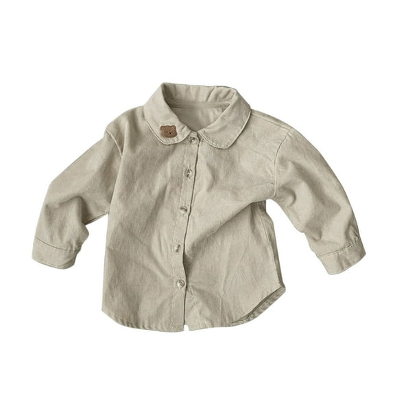 Ketyyh-chn99 Toddler Baby Boys and Girls Plaid Shirts Jacket Boys' Big Long Sleeve Collared Button-Down Dress Shirt Size for 0-6 Months,Beige