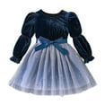 thumbnail image 1 of Ketyyh-chn99 Toddler Baby Girl Christmas Dress for Girls Long Sleeve Dress Girls Velvet Dress Girls Tutu Winter Party Dress for 2-3 Years,Blue, 1 of 5