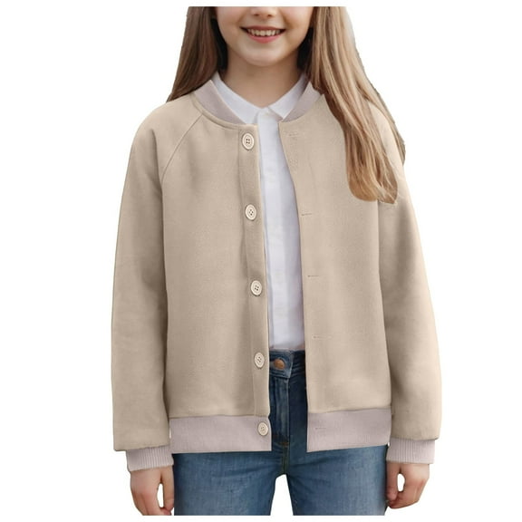 Ketyyh-chn99 Toddler Baby Spring Jacket Girls Boys Cute Baby Toddler Boys Girls Sherpa Fleece-Lined Zip Up Jacket Size for 4-5 Years,Khaki