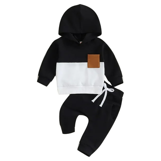 Ketyyh-chn99 Toddler Boy Outfit Toddler Baby Boy Fall Winter Outfit Long Sleeve Letter Print Sweatshirts and Jogger Pants Infant Boy Clothes for 18-24 Months,Black