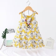 Ketyyh-chn99 Toddler Dress Baby Girl Summer Clothes Ruffle Sleeve Floral Smock Beach Boho Dresses Sundress Yellow,8-9 Years