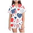 thumbnail image 1 of Ketyyh-chn99 Toddler Girl 4th of July Outfit Independence Day Girls Pajama Set Cute Home Short Sleeve Shorts Pajama Set Size for 2-3 Years,Dark Blue, 1 of 5