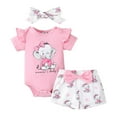 thumbnail image 1 of Ketyyh-chn99 Toddler Girl Gifts Baby Girls Print Elephant Spring Summer Short Sleeve Romper Bodysuit Shorts Headbands Outfits Clothes Size for 3-6 Months,Pink, 1 of 6