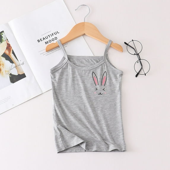 Ketyyh-chn99 Toddler Girl Tops Teen Girl Gifts T Shirts Undershirts Cami Baby Sleeveless Tank Tops Cotton Shirts Short Sleeve Tees Boys, Girls Unisex Vest Grey,4-5 Years