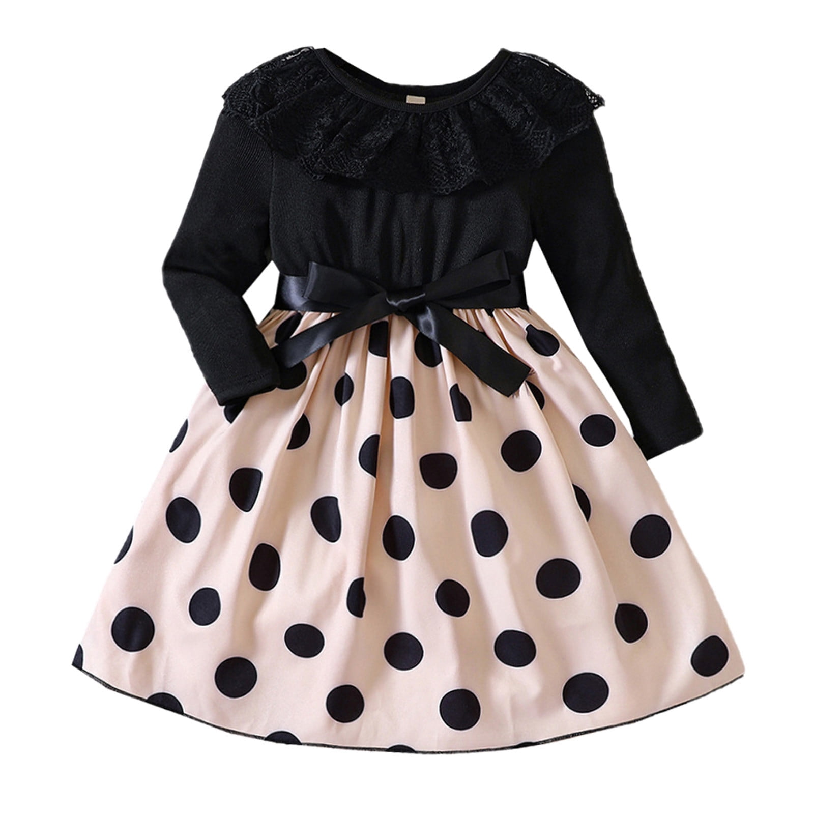 Robe Manches Longues + Cardigan Pour Fille 4-13 Ans - Ensemble 2 Pièces Motif Floral, Style A-line, Pour Fête - 7