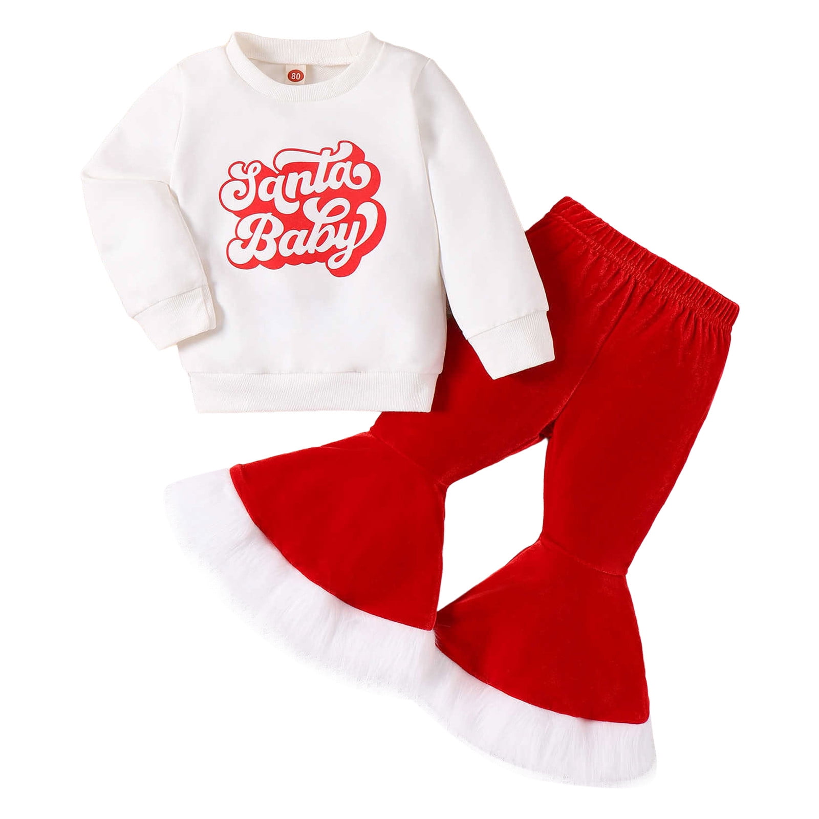 Ketyyhchn99 Toddler Girls Christmas Outfit Sets Long Sleeve Print