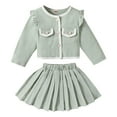 thumbnail image 1 of Ketyyh-chn99 Toddler Girls Clothes Ruffle Tops Floral Skirt Fall Cute Girl Outfits 2023 Green,7Y, 1 of 5