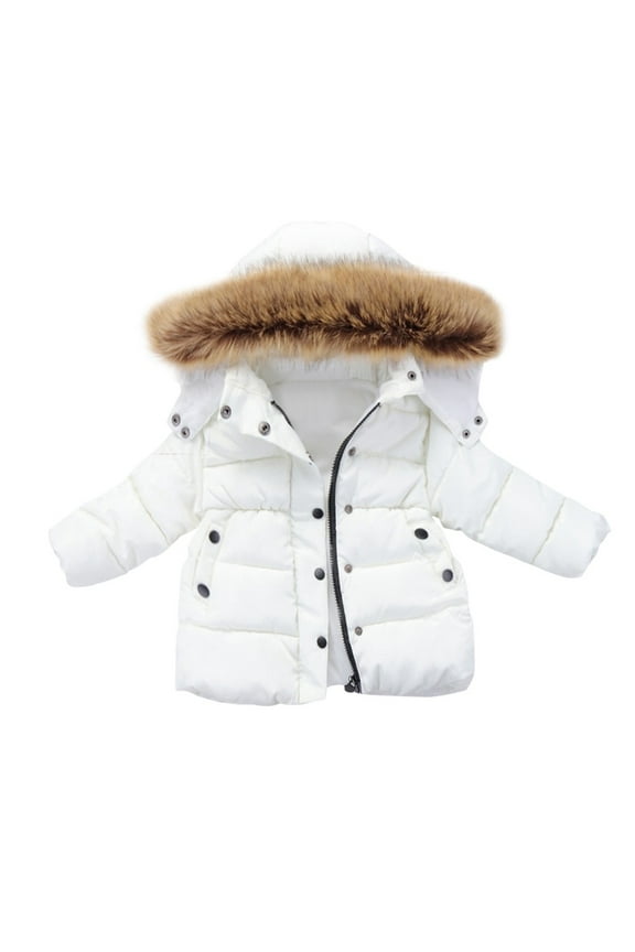 Toddler Lightweight Cotton Jacket Toddler Baby Boys Girls Jacket Kids Baseball Jacket Long Sleeve Letterman Varsity Jackets for Boys and Girls Buttons Coat Size for 3-4 Years,White