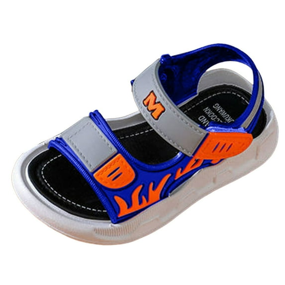 Ketyyh-chn99 Toddler Boy Sandals Unisex Kids Summer Slide Sandals Baby Comfort Anti-Slip Open Toe Adjustable Walking Beach Shower Shoes for Boys Girls Size for US 10.5,Blue