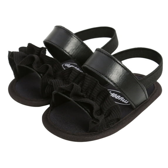 Ketyyh-chn99 Toddler Sandals Kids Shoes Flat Sandals Children Girls Sandals Princess Open-toed Soft Bottom Flowers Beach Shoes Black,6