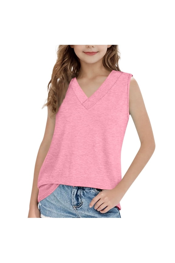 Toddler Skorts Baby Girl Inner Vest Girls Tank Tops Kids Athletic Tank Ribbed Knit Crop Tops For Gym Yoga Size for 11-12 Years,Pink