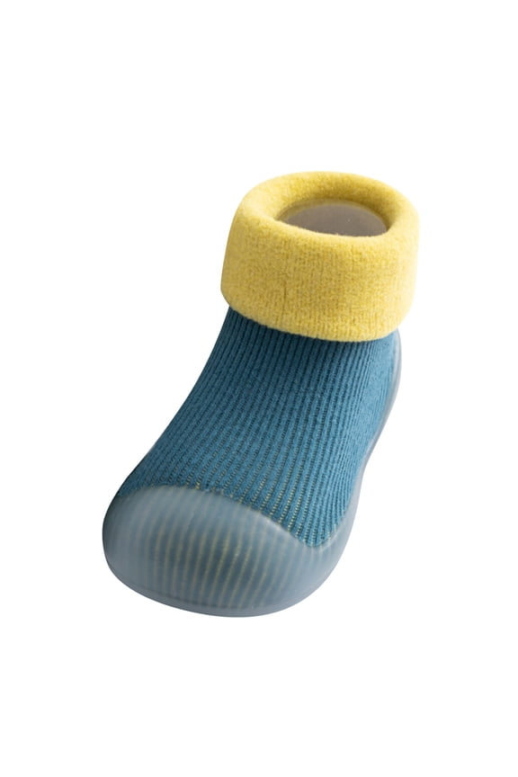 Toddler Slippers Toddler Slippers Baby Boys Rubber Shoes Sole Solid Toddler Kids Knit Stocking Warm Slippers (Green, 15-18 Months)