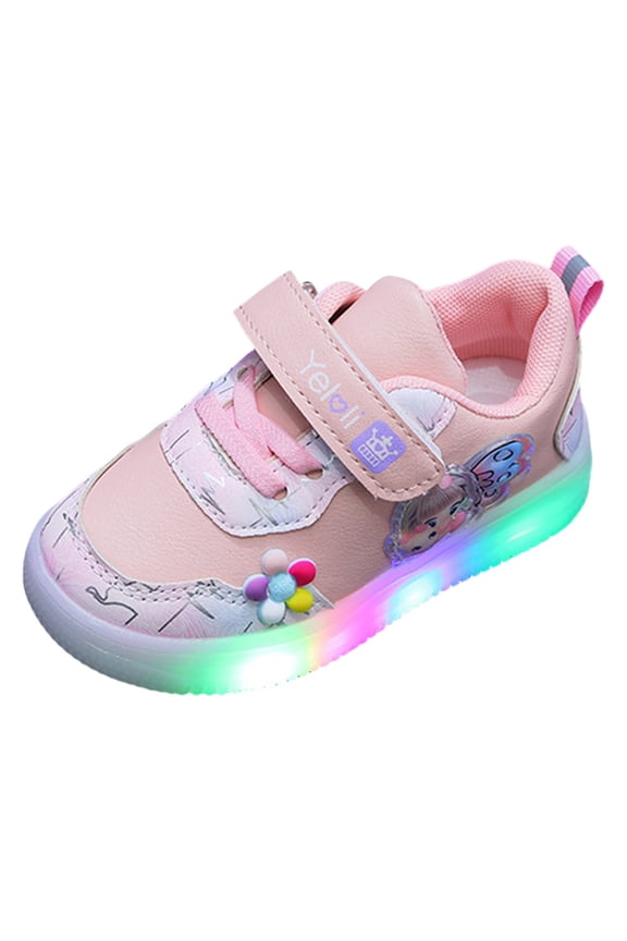 Toddler Sneakers Boys' Sneakers Lighting Up Night Light Fashion All Season Children Boys Sports Shoes Flat Thick Bottom Lightweight Non Toddler Running Shoes Red,9