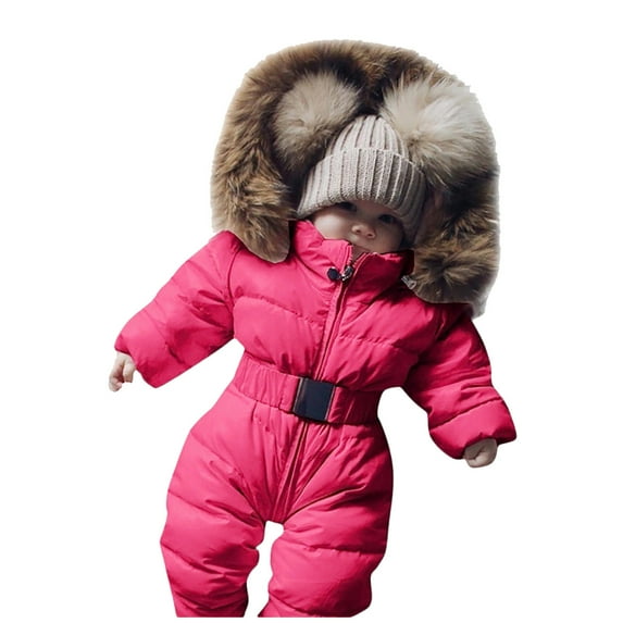 Ketyyh-chn99 Toddler Snowsuits for Baby Boy Girl Romper Jacket Hooded Jumpsuit Warm Coat Outerwear Winter Snow Suits for Girls for 3-6 Months,Red