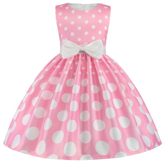 Ketyyh-chn99 Toddler Summer Dresses for Girls Print Dress Back Bowknot Dress Dinosaur Clothes Kids Sleeveless Sundress Pink,4-5 Years
