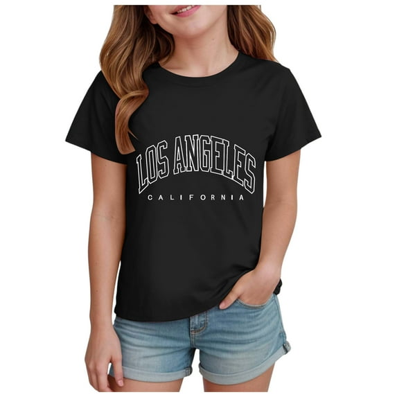Ketyyh-chn99 Toddler T Shirts Girls Short Sleeved Tops Comfortable Breathable Fashionable Printed Girls Tops Size for 2-3 Years,Black