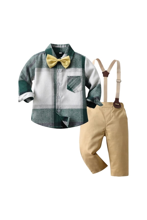 Toddler Wedding Outfit Boy Toddler Boys Suit with Suspender Baby Wedding Dress Outfit Kids Formal Clothes Set AG,12-18 Months