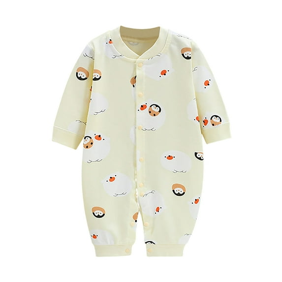 Ketyyh-chn99 Toddlers and Baby Boys' Footless Cotton Pajamas One-piece Button up Front Romper Jumpsuit Sleepwear Yellow,66