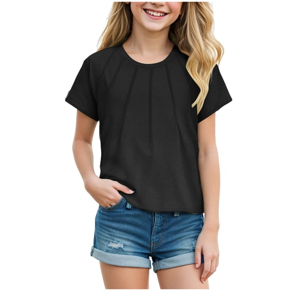 Ketyyh-chn99 Tops for Toddler Girls Girls T Shirts Kids Summer Short Sleeve Fashion Tops Tees Size for 4-5 Years,Black