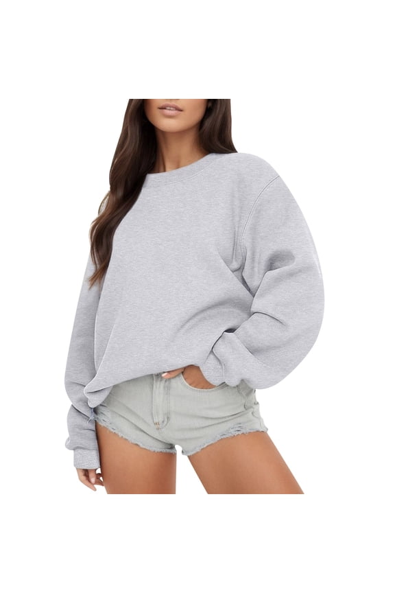 Tops for Women 2024 Tight Fit Lightweight Solid Long Sleeves Top Grey,L