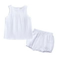 thumbnail image 1 of Ketyyh-chn99 Two Piece Set for Girls Summer Solid Sleeveless Vest Shirt Girls Shorts White,100, 1 of 2