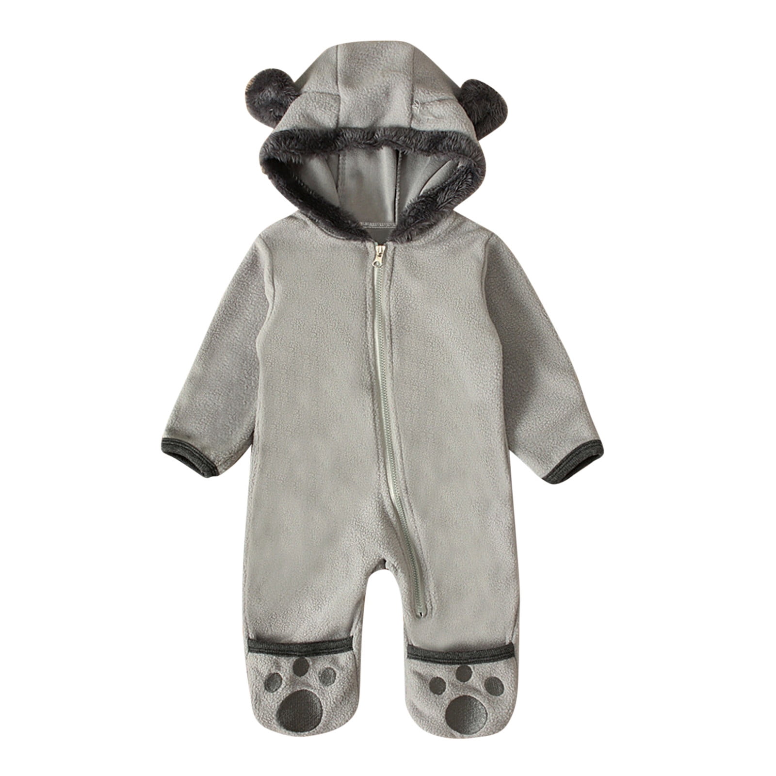 Ketyyh-chn99 Warm Jumpsuit for Baby Snowsuit Girl Boy Cute Long Sleeves Romper Warm Jumpsuit Outfits Grey,80