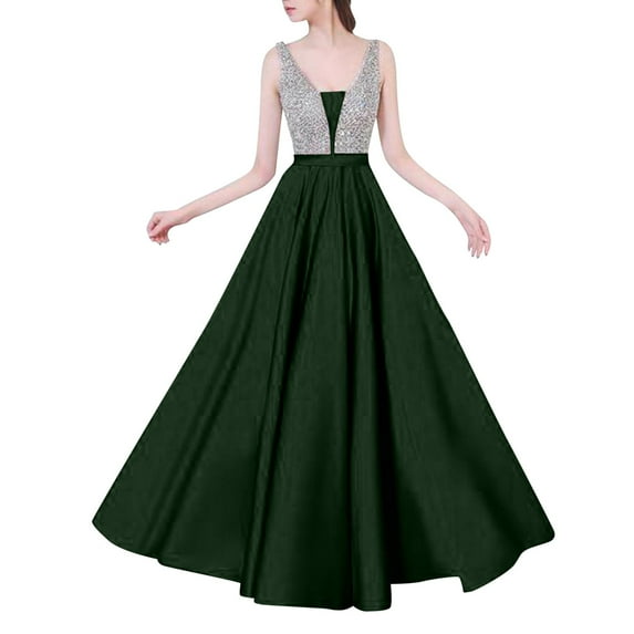 Ketyyh-chn99 Wedding Guest Dresses for Women Fashion Evening Dresses for Wedding Maxi Dress Evening Party Elegant Dresses Formal Evening Gown for Wedding Guest Green,S