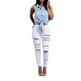 thumbnail image 1 of Ketyyh-chn99 Wide Leg Jeans for Women Casual Summer Mid Rise Distressed Jeans with Pockets White,M, 1 of 5