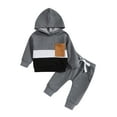 thumbnail image 1 of Ketyyh-chn99 Boys Set Clothes Toddler Baby Boys Clothes Letter Printed Hoodie Sweatshirt Tops+Long Pants 2PCS Outfits Set for 3-6 Months,Grey, 1 of 5