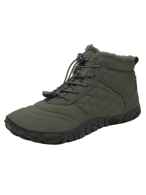 Winter Barefoot Hiking Boots Golf Shoes Men's Women's Winter Barefoot Hiking Boots Warm Snow Boot Slip On Barefoot Boots AG,10