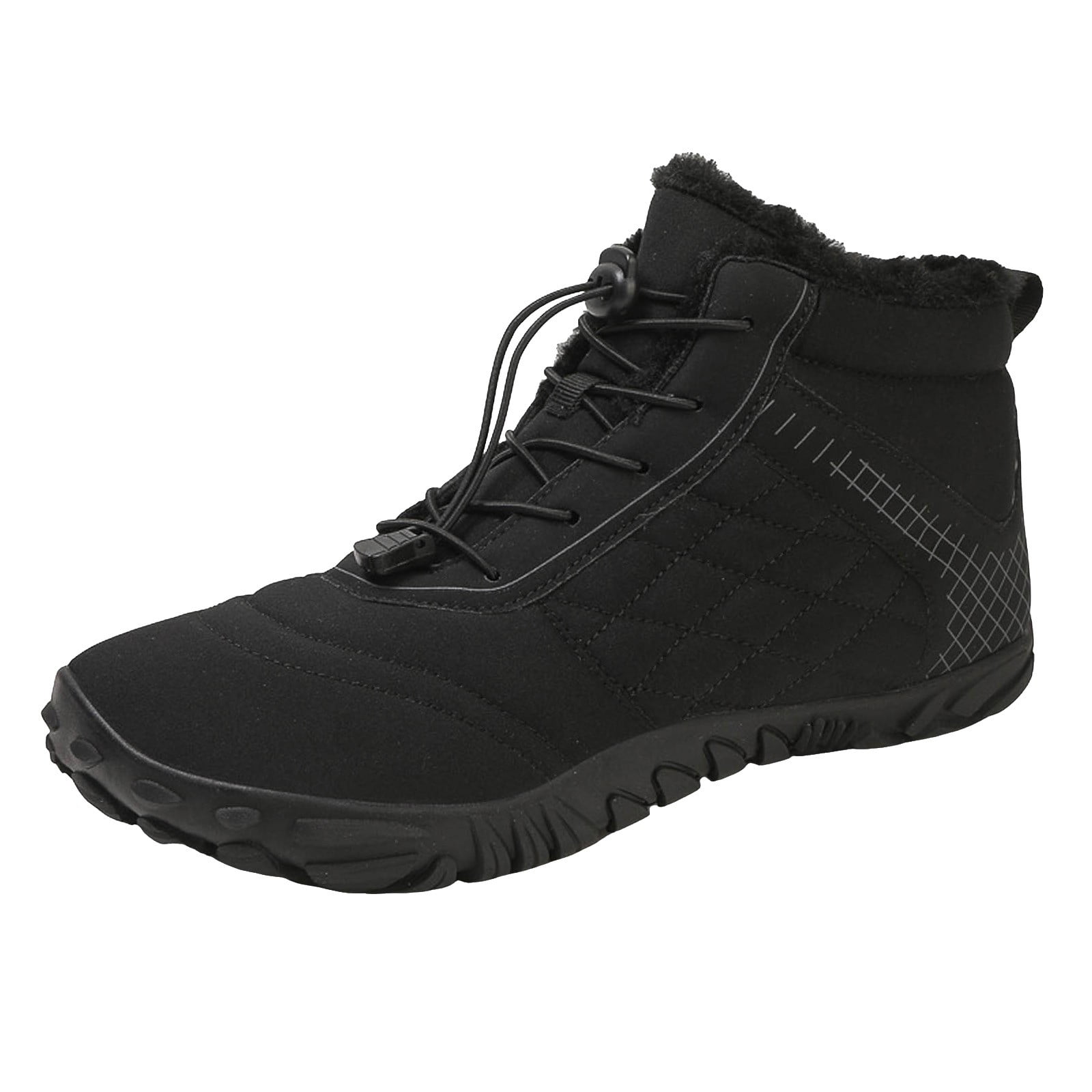 Ketyyh-chn99 Winter Barefoot Hiking Boots Golf Shoes Men's Women's Winter Barefoot Hiking Boots Warm Snow Boot Slip On Barefoot Boots Black,8