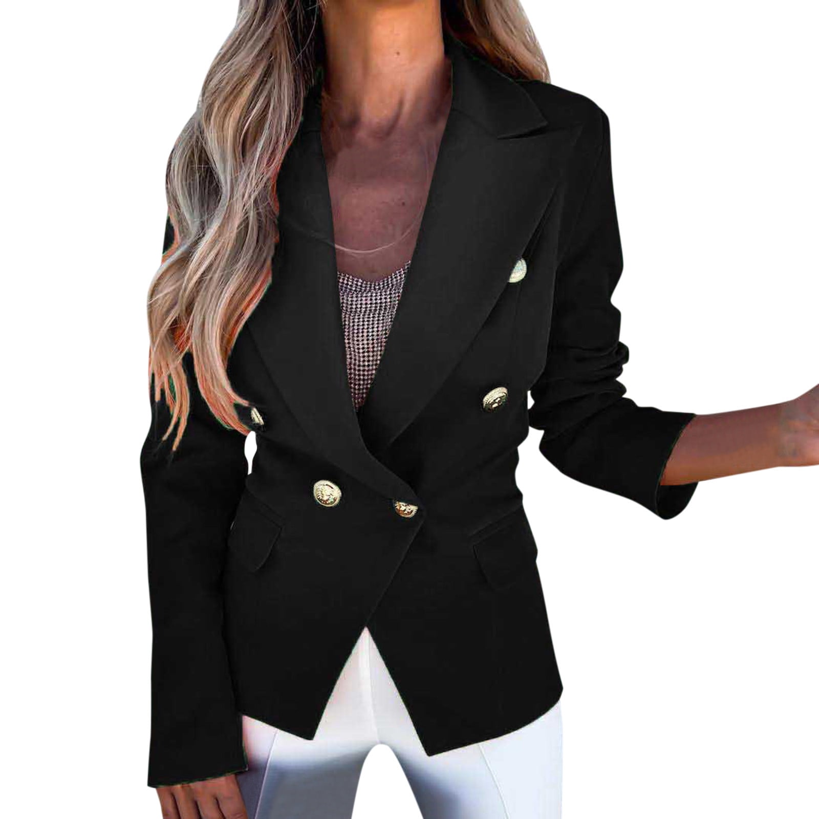 ketyyh-chn99 Tweed Blazers For Women Fashion Women Plaid Blazer Coat Retro  Stripe Print Button Shoulder Pads Suit Coats 