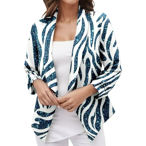 Ketyyh-chn99 Women Blazers Long Sleeve Business Casual Open Front Jackets Blazer Blue,S