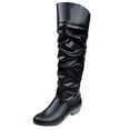 thumbnail image 1 of Ketyyh-chn99 Women Boots 2023 Wide Calf Low Heel Side Zip Knee High Boots Black,35, 1 of 4