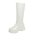 thumbnail image 1 of Ketyyh-chn99 Women Boots Wide Calf Low Heel Side Zip Knee High Boots White,38, 1 of 5