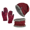 thumbnail image 1 of Ketyyh-chn99 Women Hat Gloves and Scarf Sets Men Winter Solid Color Warm Ear Protection Cold Knitted Hat Glove Scarf 3PCS Set,A, 1 of 5