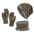 thumbnail image 1 of Ketyyh-chn99 Women Hat Gloves and Scarf Sets Men Winter Solid Color Warm Ear Protection Cold Knitted Hat Glove Scarf 3PCS Set,Khaki, 1 of 5