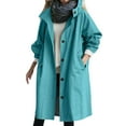 thumbnail image 1 of Ketyyh-chn99 Women Ladies Raincoat Zip Up Windproof Anorak Jackets Overcoat Thicken Long Coat Blue,5XL, 1 of 5