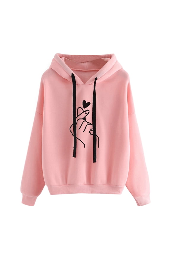 Women Long Sleeve Sweatshir Long-Sleeved Leopard Print Heart-Shaped Hoodless Sweater Top Pink,M