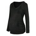 thumbnail image 1 of Ketyyh-chn99 Women Maternity Clothes 2023 Round Neck Long Sleeve Ruffle Fold Pregnant Tops Black,L, 1 of 4