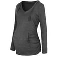 thumbnail image 1 of Ketyyh-chn99 Women Maternity Clothes 2023 Round Neck Long Sleeve Ruffle Fold Pregnant Tops Dark Gray,M, 1 of 4